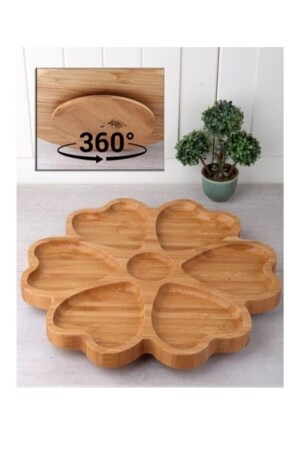 Luxus-Präsentation aus Bambus, 25 cm, 7 Fächer, herzförmiger Präsentations-Frühstücksteller KDS-2525 - 1