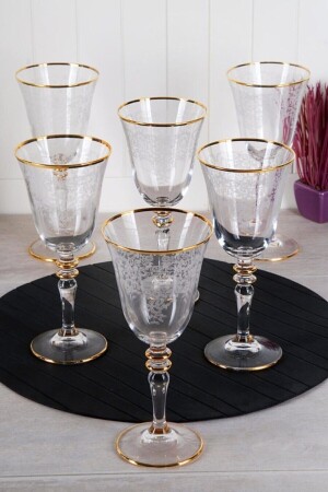 Luxus-Spitzen-Set mit goldvergoldetem Stiel für 6 Personen, Kaffeeseite, Wasserglas dantelkadeh1 - 1