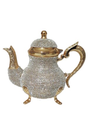 Luxus-Teekanne mit Swarovski-Stein, bestickt, Kristallstein, Kupfer-Teekanne, Teekanne, 1500 ml, Gold – Silber – Farbe VKTP1006 - 2