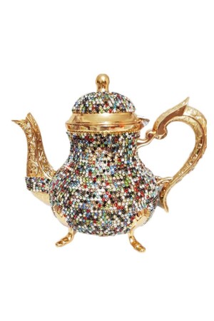 Luxus-Teekanne mit Swarovski-Stein, bestickt, Kristallstein, Kupfer-Teekanne, Teekanne, 1500 ml, Gold – Silber – Farbe VKTP1006 - 3