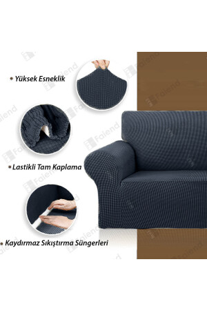 Lycra Flexibler 3-Sitzer-Sofabezug in Anthrazit | - 2