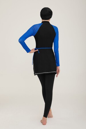 Lycra-Hijab-Badeanzug, der auf drei verschiedene Arten getragen werden kann. Kragen 4455 Schwarz A4455-SYH - 8
