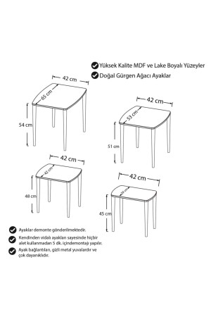 Lyon-Serie, hochwertiges Couchtisch-Set, 1. Grade MDF 4-teiliges Satz-Couchtischset Creme PRA-5251322-300433 - 5