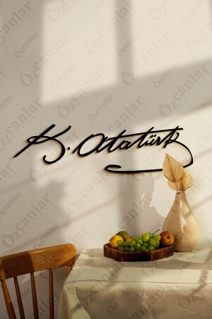 M. Kemal Atatürk Imzası Siyah Renk Mdf Lazer Kesim Atatürk Imzası - Özcanlar Çerçeve