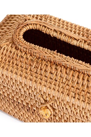 Mäander Rattan handgefertigter rechteckiger großer Serviettenhalter 23x12x11cm 8922 - 6