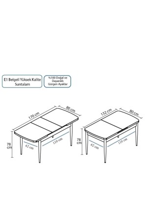 Mabel-Serie – 80 x 132 Esstisch-Set für Küche und Wohnzimmer, 6 cremefarbene Stühle - 4