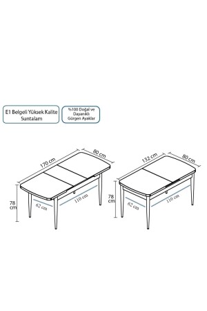 Mabel Serisi- 80x132 Mutfak Ve Salon Yemek Masası Takımı 6 Adet Krem Sandalye - 3
