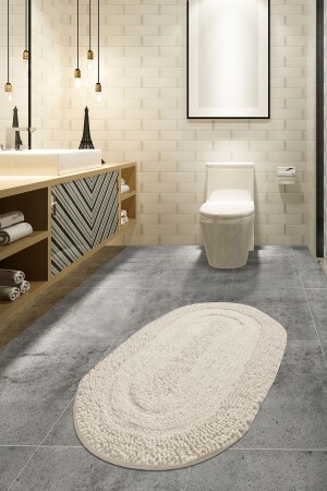 Macoroni Ekru 80x130 Cm Banyo Halısı- Paspası %100 Doğal Pamuklu Cotton - 1