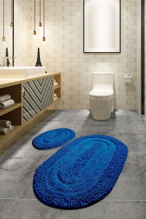 Macoroni Kobalt Mavi 2 Li Set Cotton Banyo Halısı 8694578912148 - 1