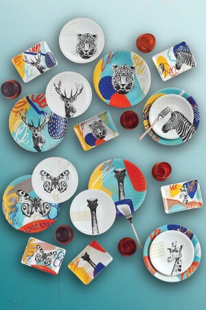 Madagaskar 18-teiliges Frühstücks- und Leckereien-Set für 6 Personen - Kütahya Porselen