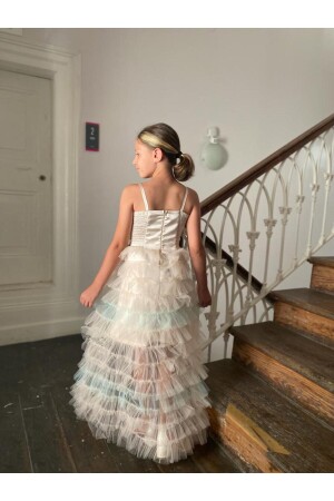 Mädchen-Abendkleid, bunte, dünne Träger innen, Mini-Pailletten-Tüllrock, 8–16 Jahre, 0090RM1135 - 2