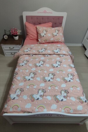 Mädchen-Kind-Einhorn-4-teiliges Bettbezug-Set mit elastischen Laken für eine Einzelperson (100 x 200 cm) cndnevtk110322 - 3