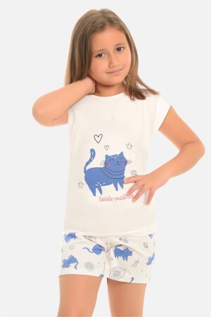 Mädchen-Pyjama-Set mit Shorts, süße Katze, 15013 - 1