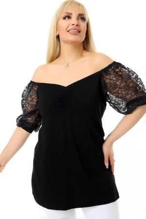 Madonna V-Ausschnitt Guipure-Spitze Halbarm Coole und bequeme Bluse - 1