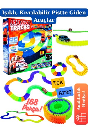 Magic Trucks 168 Parça Raylı Pist - Raylı Araç Oyuncak - Tren Oyuncak - Renkli Araç Yolu - Pist Set - 2