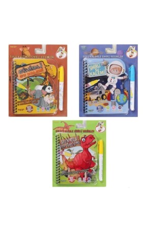 Magic Water Coloring Notebook 3er-Set Space, Forest, Dinosaur Themed Water Magic dsnı526 - 1