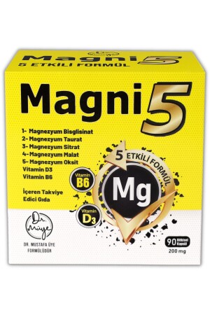 Magnesium 5 Effektivform 3 monatlich 90 Kapseln Magni5 B6 Vitamin D Bisglycinat Taurat Citrat Malatoxid - 5