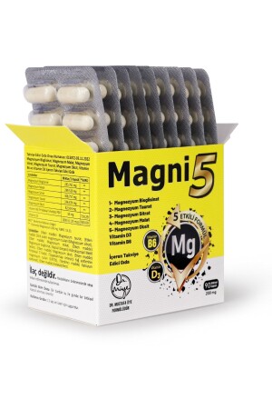 Magnesium 5 Effektivform 3 monatlich 90 Kapseln Magni5 B6 Vitamin D Bisglycinat Taurat Citrat Malatoxid - 7