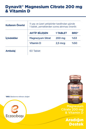 Magnesium Citrate 200 Mg Vitamin D / 60 Tb 60Tablet - 3