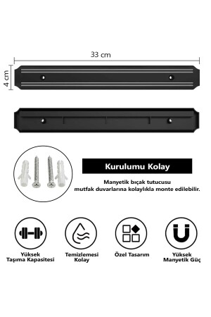 Magnetischer Wand-Messeraufhänger aus Edelstahl, 33 cm, starker Gerätehalter, Messerhalter, Organizer - 9