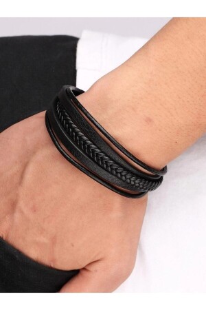 Magnetisches Herrenarmband aus echtem Leder - 1