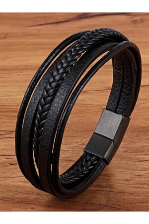 Magnetisches Herrenarmband aus echtem Leder - 3