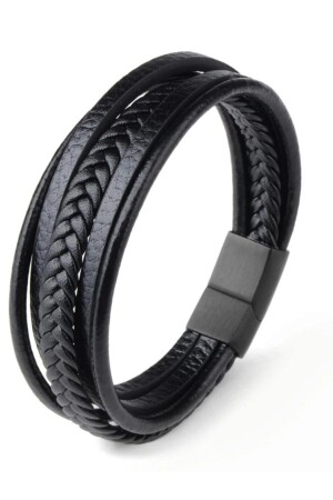 Magnetisches Herrenarmband aus echtem Leder - 5