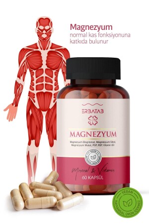 Magnezyum 3 Lü Form (BİSGLİSİNAT- SİTRAT- MALAT) & Vitamin B2 - B3 - B6 - 60 Kapsül - 8