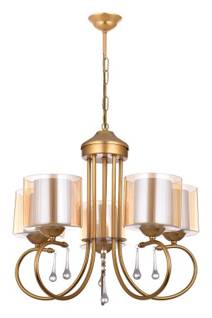 Mahidevran 5 Li Lüx Çift Camlı Avize (gold) VK.1228 - VK HOME AYDINLATMA