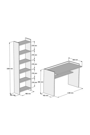 Mahpeyker Weißer Schreibtisch mit Bücherregal 118 cm T7040 - 4