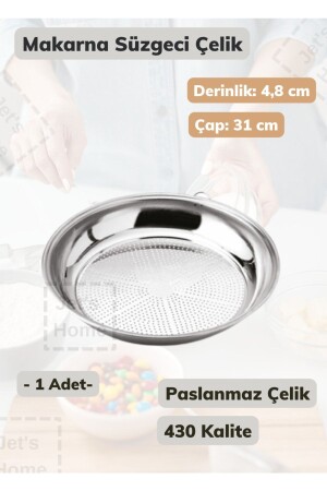 Makarna Süzgeci 31 Cm Paslanmaz Çelik Süzgeç Ince 014.Ms21103 - Jet's Home