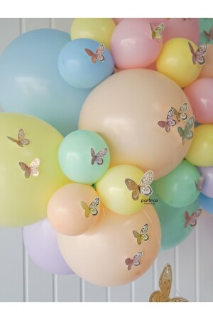 Makaron Kelebek Konseptli Mini Doğum Günü Balon Zinciri Kiti - 5