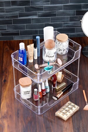 Make-up-Organizer – 2-lagiger Mehrzweck-Organizer für Badezimmer – Küche – Büro – Kosmetik – Schmuck-Organizer - 3