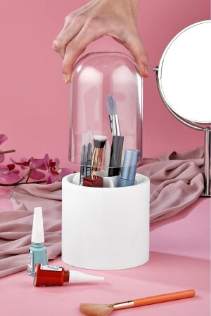 Make-up-Organizer mit Fächern – großer Daisy-Pinsel-Organizer mit transparenter Abdeckung - 2