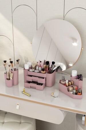 Make-up-Organizer und Kosmetik-Aufbewahrungsbox, 3er-Set, Dusty Rose - 3