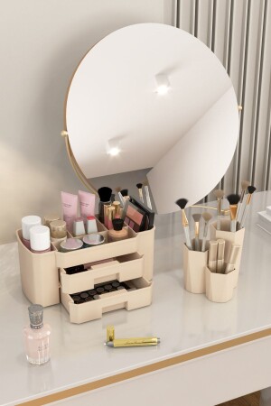 Make-up-Organizer und Kosmetik-Aufbewahrungsbox, Organizer, 2er-Set, Creme, 2er-Set, SIERRA SANDY CREAM - 1