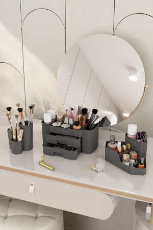 Make-up-Organizer und Kosmetik-Aufbewahrungsbox, Organizer, 3er-Set, 3er-Set, SANDY SIERRA YOUNG, ANTHRAZIT - 2