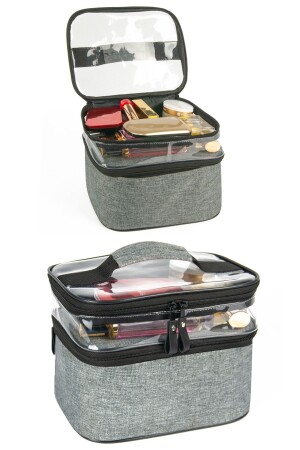 Make-up-Tasche, Make-up-Set-Organizer, professionelle Make-up-Tasche, Make-up-Koffer, Grau MO70 - 2