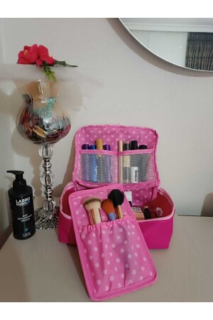 Make-up-Tasche mit 4 Fächern, Kosmetik-Make-up-Koffer-Set, Pflege-Reise-Make-up-Kosmetik-Organizer-Tasche - 3