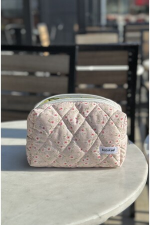 Make-up-Tasche mit rosa Blumenmuster – große Größe - 1