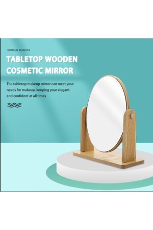 Makyaj Aynası Ahşap Masa Aynası Oval Ayarlanabilir Makeup Mirror 18cm Ahşap - 4