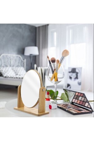 Makyaj Aynası Ahşap Masa Aynası Oval Ayarlanabilir Makeup Mirror 18cm Ahşap - 5