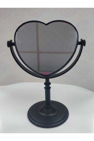 Makyaj Aynası Siyah Kalpli Model 2 Taraflı Ayna - 1