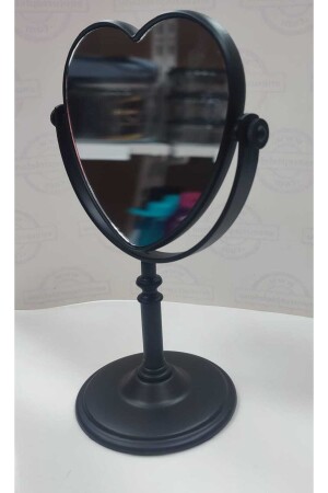 Makyaj Aynası Siyah Kalpli Model 2 Taraflı Ayna - 5