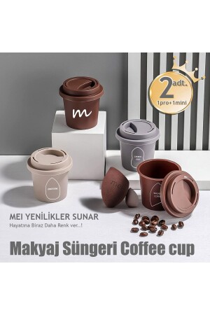 Makyaj Süngeri Fondöten Emmeyen Sponge Coffee Cup Hijyenik Grey 1 Pro 1 Mini - 3