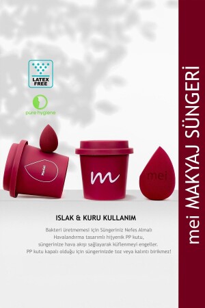 Makyaj Süngeri Fondöten Emmeyen Sponge Coffee Cup Hijyenik Merlot Pro 1 Mini - 5