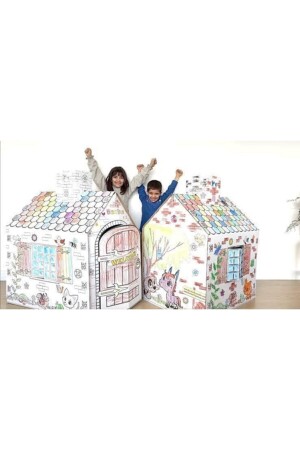 Malhaus-Kreide – Kinderzelt – Spielhaus aus Pappe – Lernspielzeug boyev01 - 3