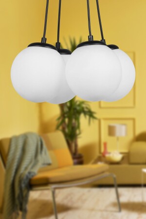 Malta 4. Kronleuchter Schwarz Weiß Glas BEG0019BEG04 - Begüsa