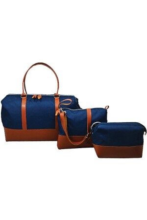 Mama-Tasche, exklusives Leder-Design, 3er-Set, Marineblau, Baby-Mutter-Baby-Pflege- und Damentasche - 2