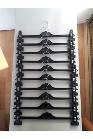 Mandallı Askılık 10'lu Em-38- 38cm Genişlik (elbise Askısı- Etek Askısı - Pantolon Askısı) - A.E